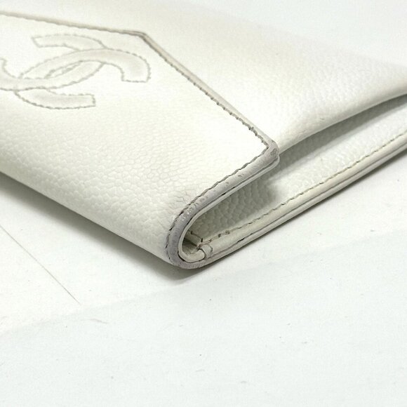 CHANEL CC Mark Flat Flap Wallet Accessories Folded wallet Caviar Leather White - Picture 6 of 14